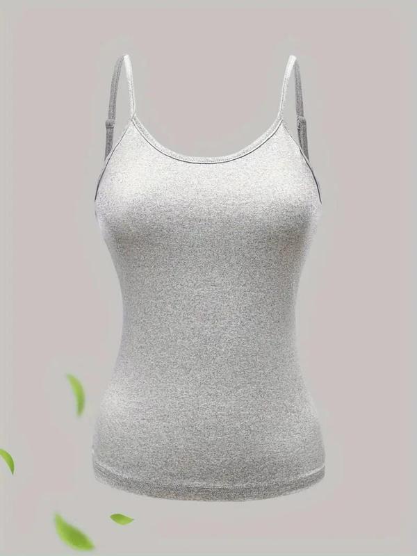 Womenswear Solid Cami Top, Girly Clothing, Casual Adjustable Spaghetti Strap Top for Daily Wear, Minimalist Ladies Clothes for All Seasons